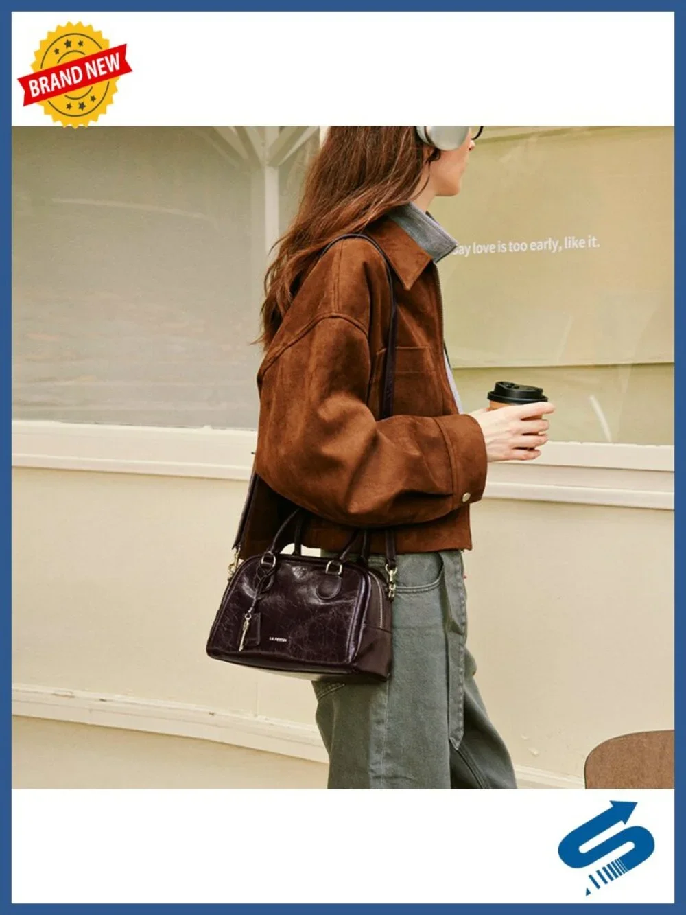 Genuine Leather Top Handle Convertible Crossbody Bag Women